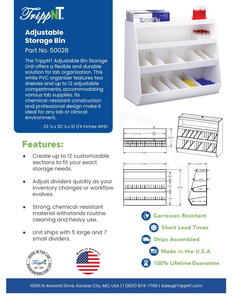 Large Lab Storage Shelf w/ 2 Shelf & 12 Bins | TrippNT
